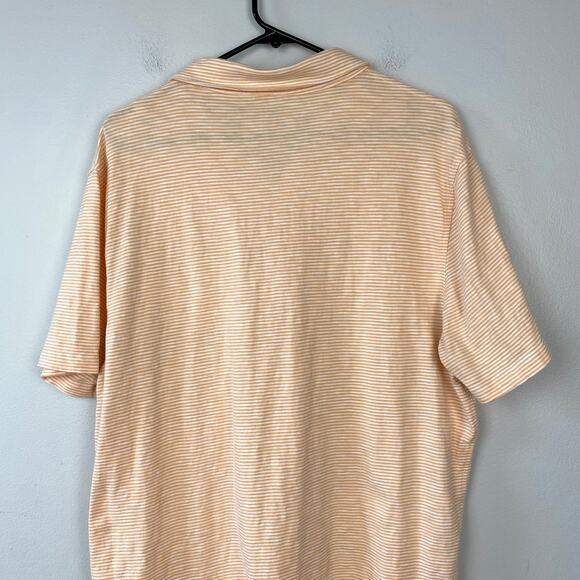 J. Crew Factory Striped Slub‎ Jersey Pocket Polo Shirt Orange Stripe Cotton XXL - Picture 10 of 10